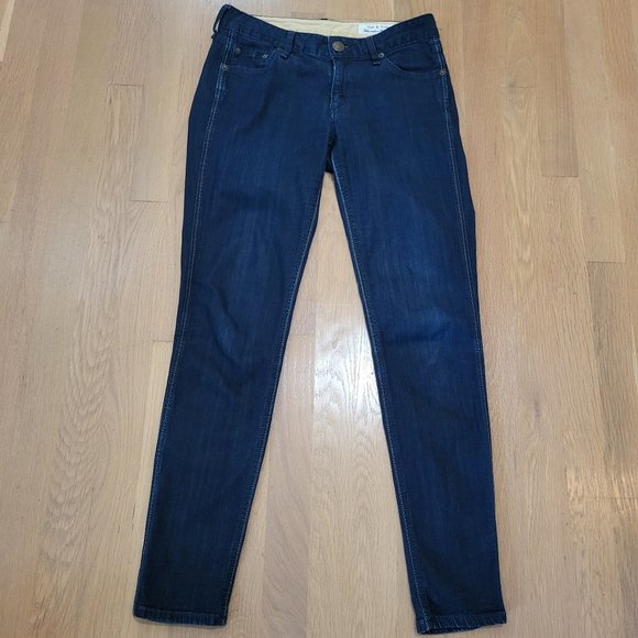 Rag & Bone Jeans Womens 26 Low Rise Skinny Blue Denim Stretch Made New York - Picture 1 of 13